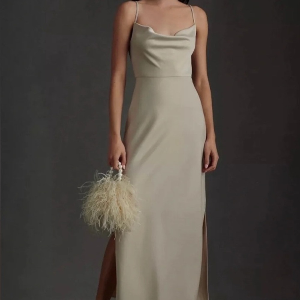 BHLDN Cali Satin Cowl-Neck
Midi Slip Dress